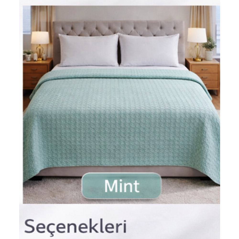 Şaheser %100 Pamuk Çift Kişilik Pike 240x220 (Tek Pike)-Yeşil