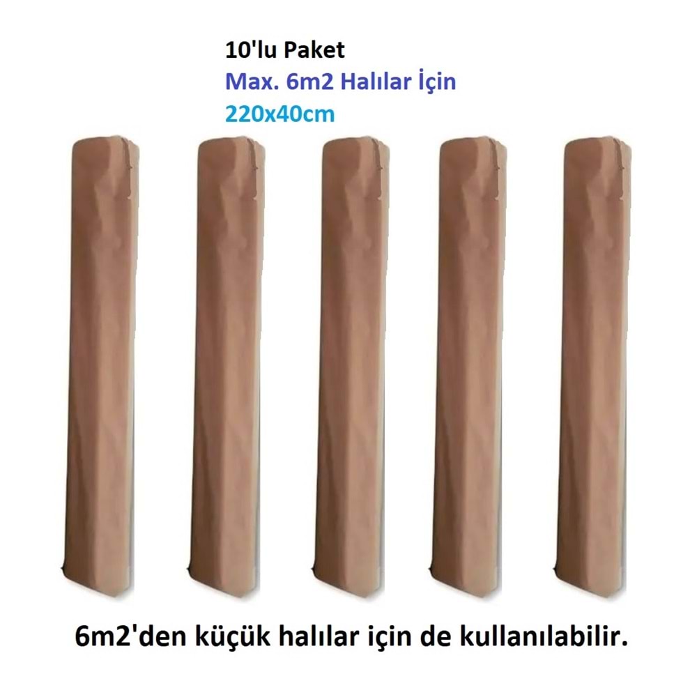 Mandaş Tekstil 10 Adet Halı Hurcu Kılıfı Poşeti 220x40cm (Max. 6m2 Halı İçin)