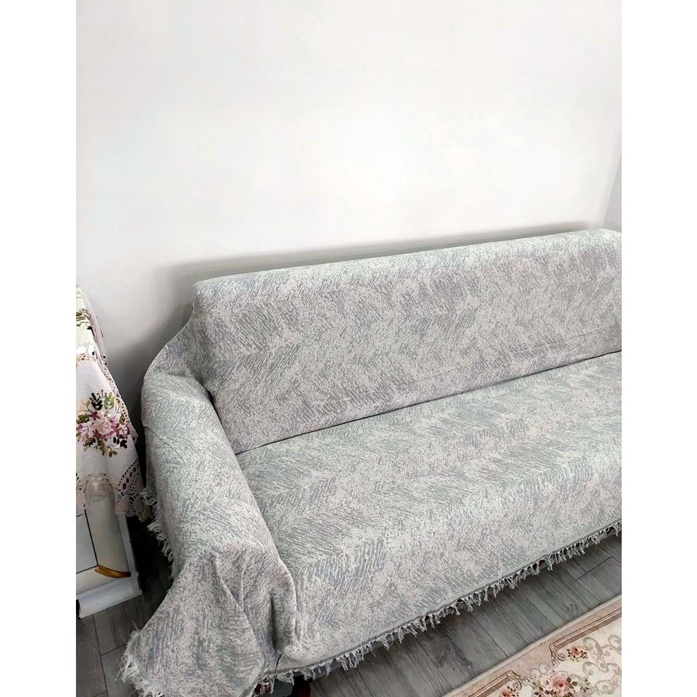 Pamuklu Kaymaz Alaca Maxi Boy Kolları Kapatan Koltuk Örtüsü (170x320)