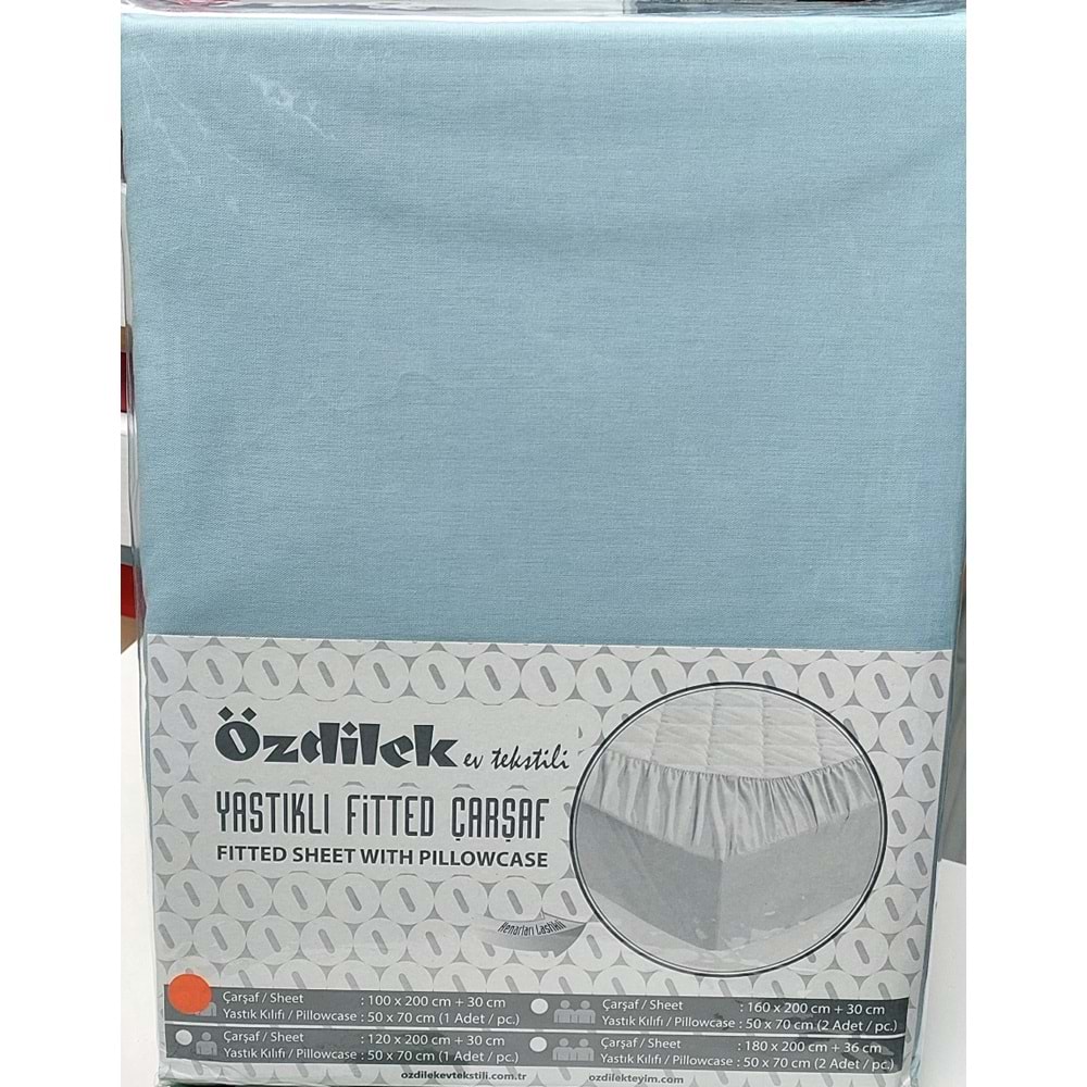 Özdilek Colourist Fitted Lastikli Tek Kişilik Çarşaf Seti (100x200)-Aqua