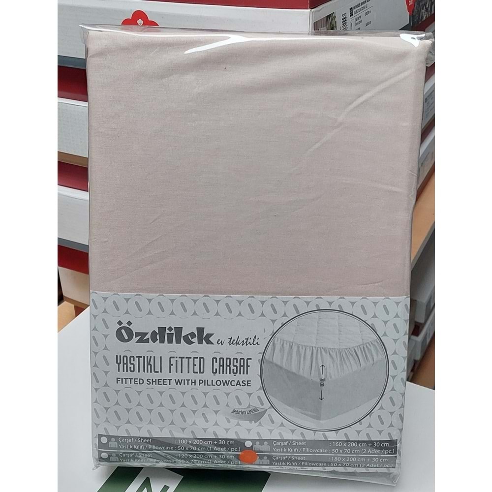 Özdilek Colourist Fitted Lastikli Battal Çift Kişilik Çarşaf Seti (180x200)-Sütlü Kahve