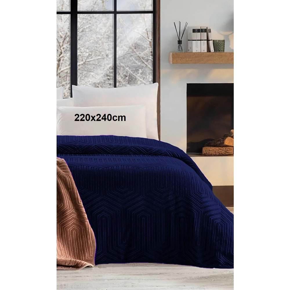 Özdilek Prestige Kalın Embos Çift Kişilik Battaniye (220x240)-Lacivert