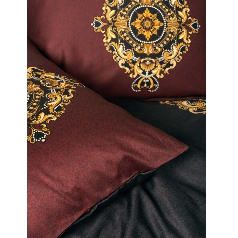 Cotton Box Palace Saray Modeli Pamuk Saten Çift Kişilik Nevresim Takımı-Ebren Antrasit (4 Yastıklı)