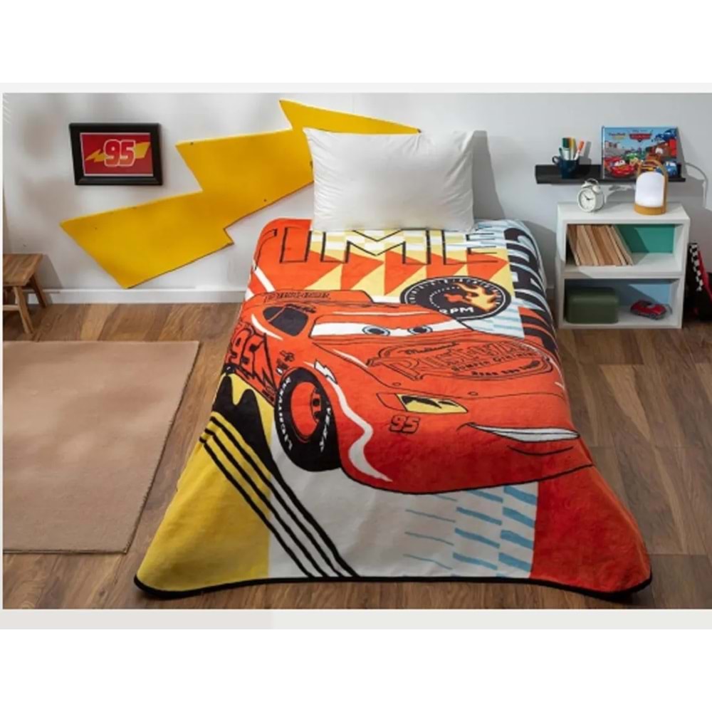 Taç Lisanslı Tek Kişilik Çocuk Battaniye (160x220)-Şimşek Mcqueen Cars Timeless