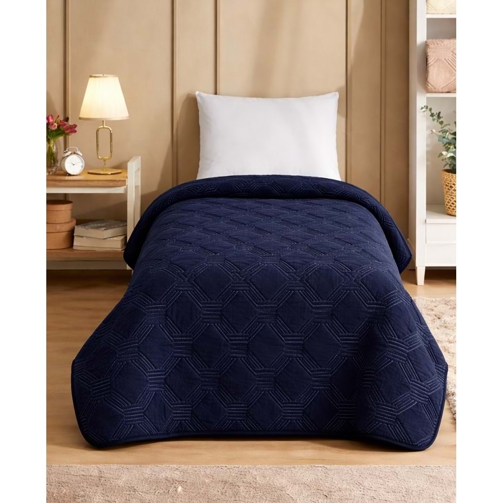 Özdilek Trendy Embos Tek Kişilik Battaniye(155x220)-Art Deco Lacivert