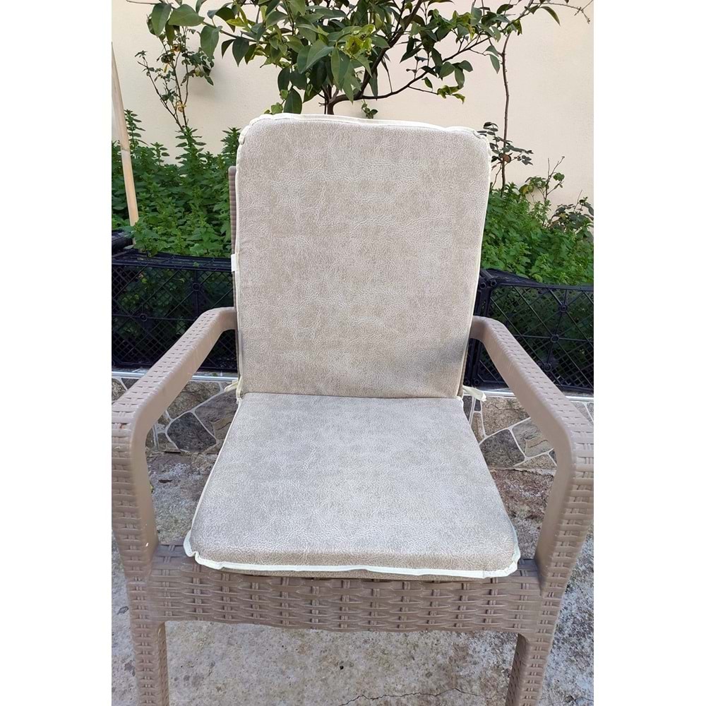 1 Adet Rattan Arkalıklı Sandalye Minderi (Kalınlık 4cm)-Primer Bej