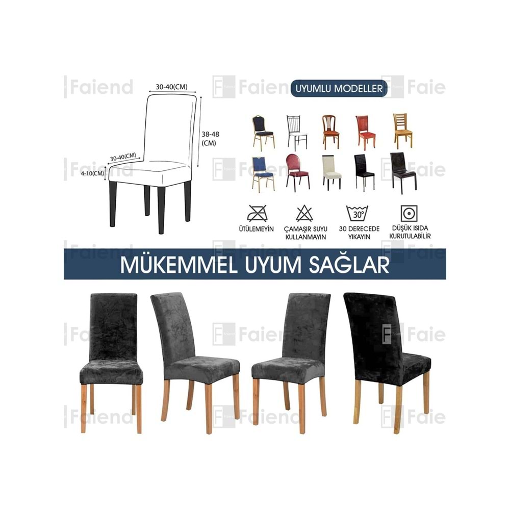 MANDAŞ 6LI SET Jakarlı Lastikli Eteksiz Sandalye Kılıfı-Şal Desen Mürdüm