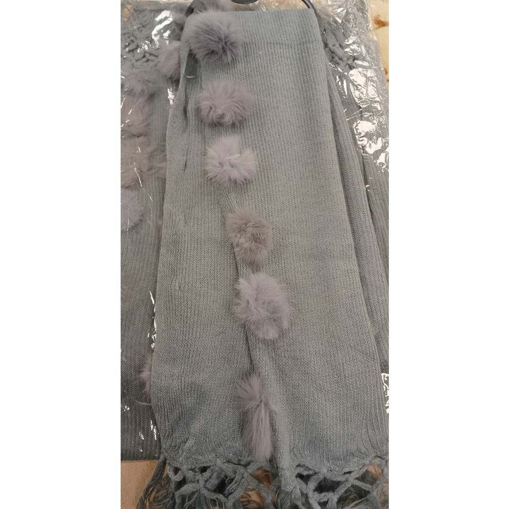 Angora Ponponlu Şal 60x180 - Gri
