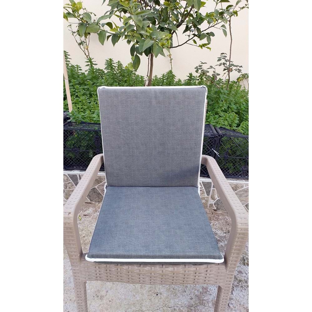 1 Adet Komutan Arkalıklı Sandalye Minderi, Extra Kalın (Kalınlık 5cm)-Haki