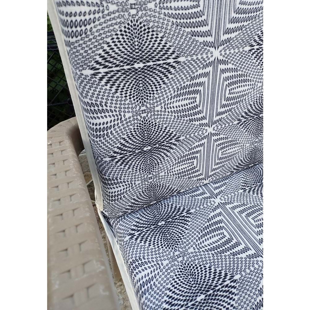 2 Adet Komutan Arkalıklı Sandalye Minderi, Extra Kalın (Kalınlık 5cm)-Nokta Siyah Beyaz