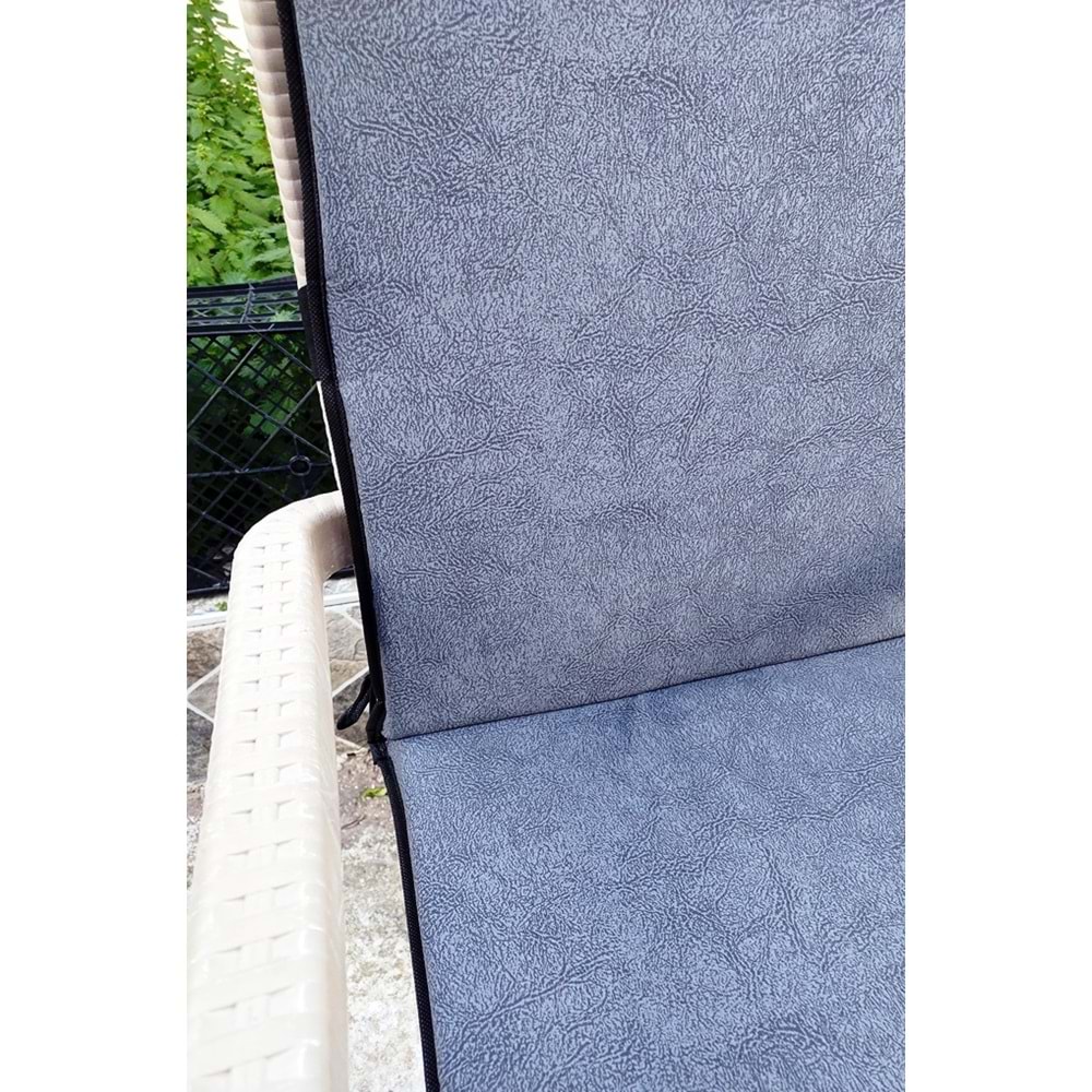 2 Adet Rattan Arkalıklı Sandalye Minderi (Kalınlık 4cm)-Primer K.Gri