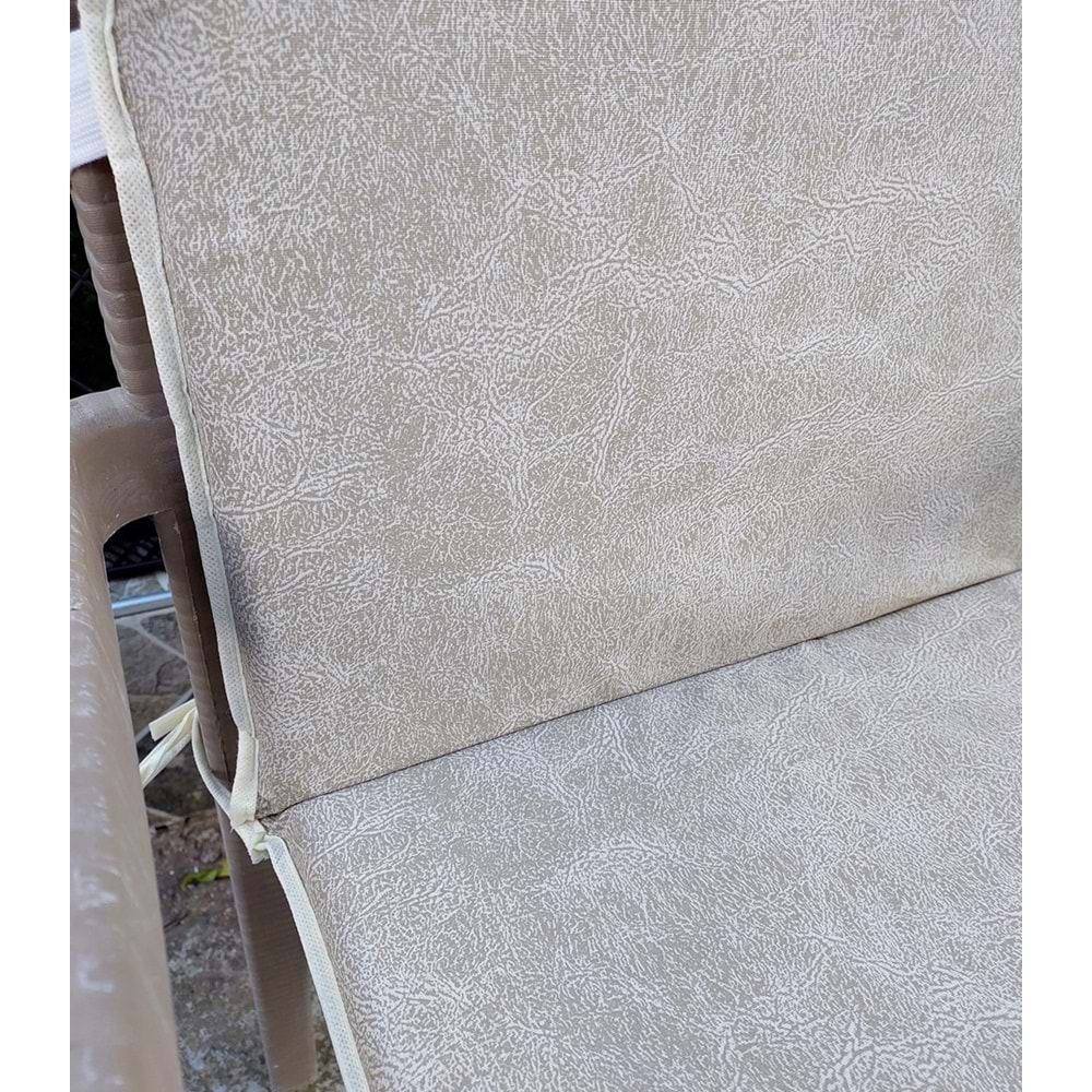 4 Adet Rattan Arkalıklı Sandalye Minderi (Kalınlık 4cm)-Primer Bej