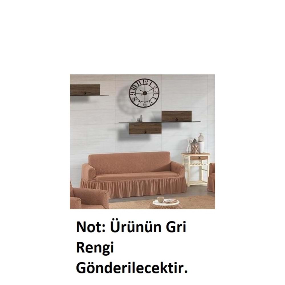 1 Adet Altın Yonca Makarna Desen (Pıtırcık) Maxi Çekyat Koltuk Örtüsü-Gri