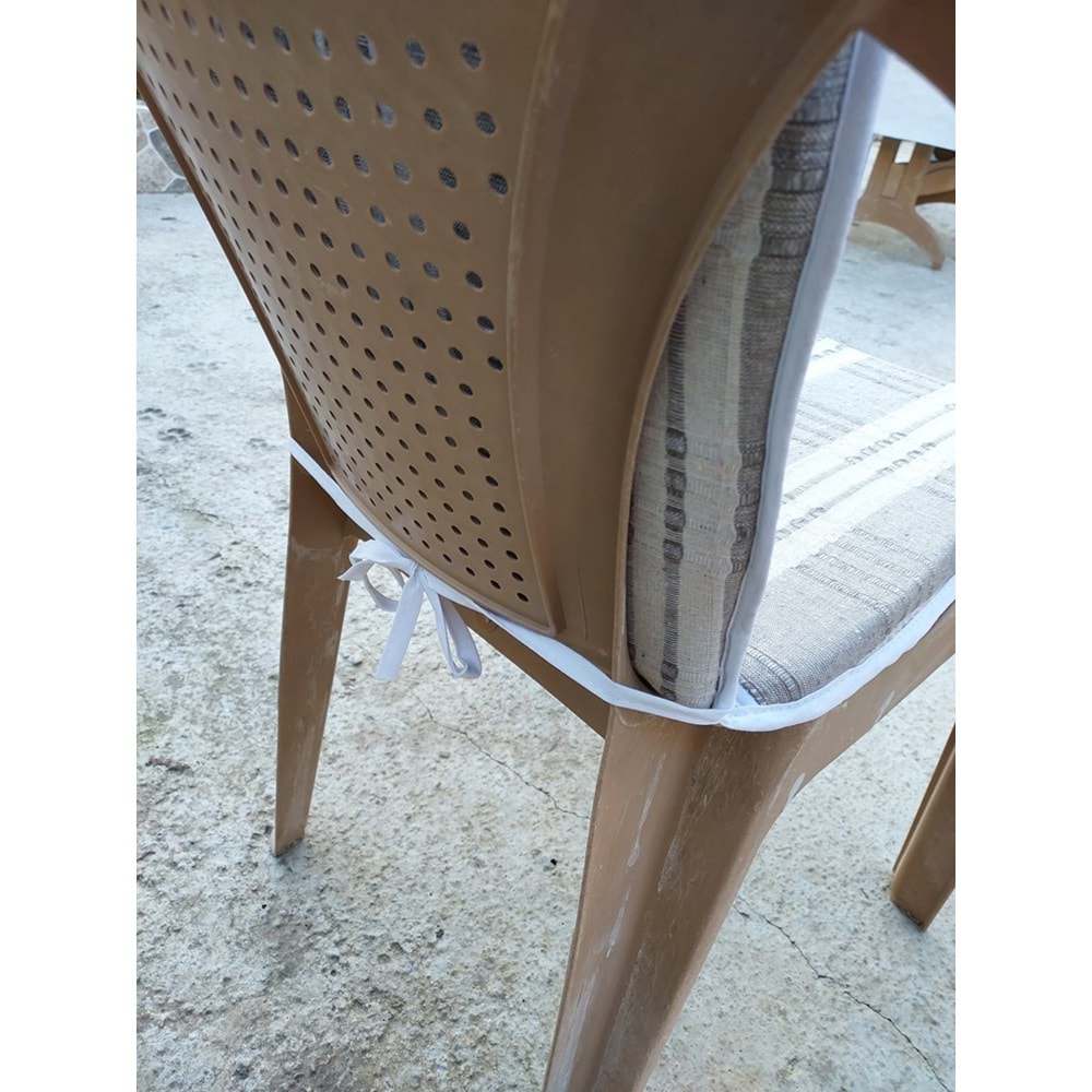 1 Adet Buldan Arkalıklı Sandalye Minderi, Midi Boy (Kalınlık 3,5cm)-Vizon