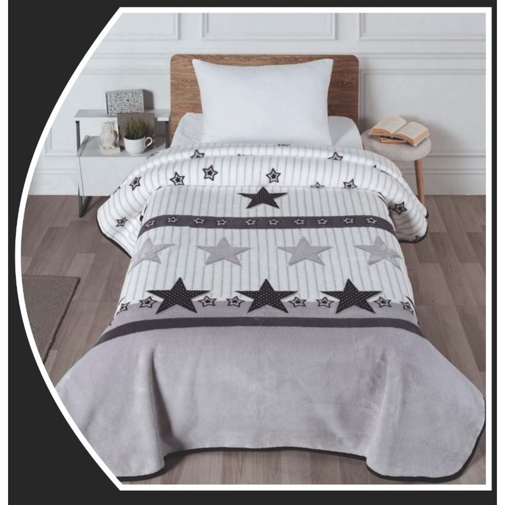 Polo Life Taraftar Yıldız Tek Kişilik Battaniye (160x220)-BJK SİYAH BEYAZ