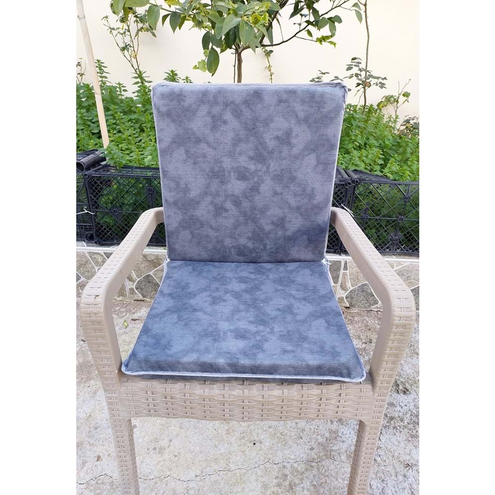 4 Adet Komutan Arkalıklı Sandalye Minderi, Extra Kalın (Kalınlık 5cm)-K.Gri