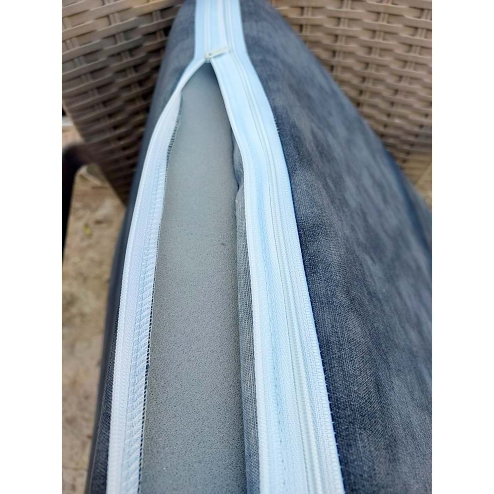 4 Adet Komutan Arkalıklı Sandalye Minderi, Extra Kalın (Kalınlık 5cm)-K.Gri