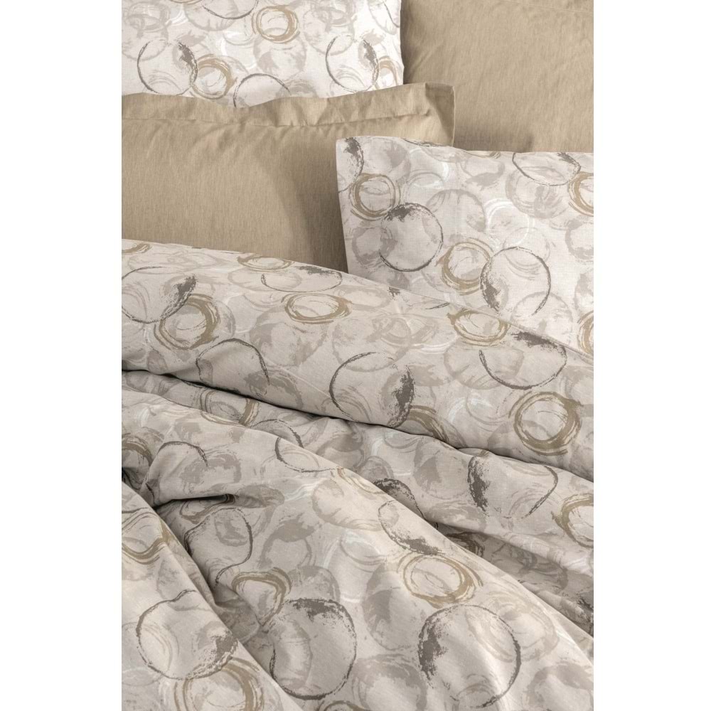 Cotton Box Rnf Minimal tek Kişilik Nevresim Takımı lastikli çarşaf Moıl Bej