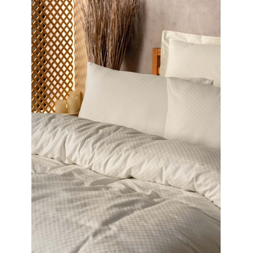 Cotton Box Plaıd Ranforce Tek Kişilik Nevresim Takımı KREM