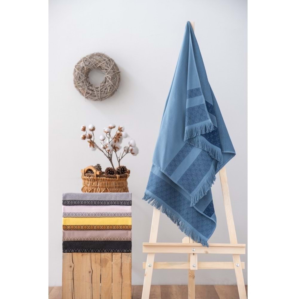 Cotton Box -İndigo- Twins Bukle Plaj Havlusu (75x150)