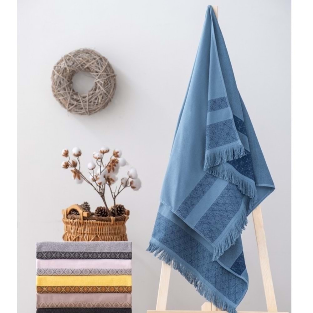Cotton Box -İndigo- Twins Bukle Plaj Havlusu (75x150)