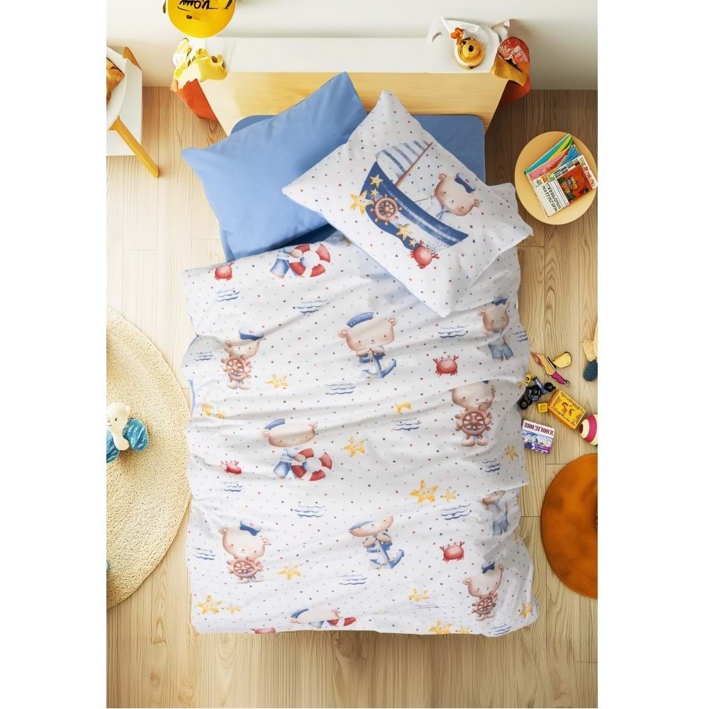 Cotton Box Ranforce Bebek Nevresim Takımı Seaman Mavi