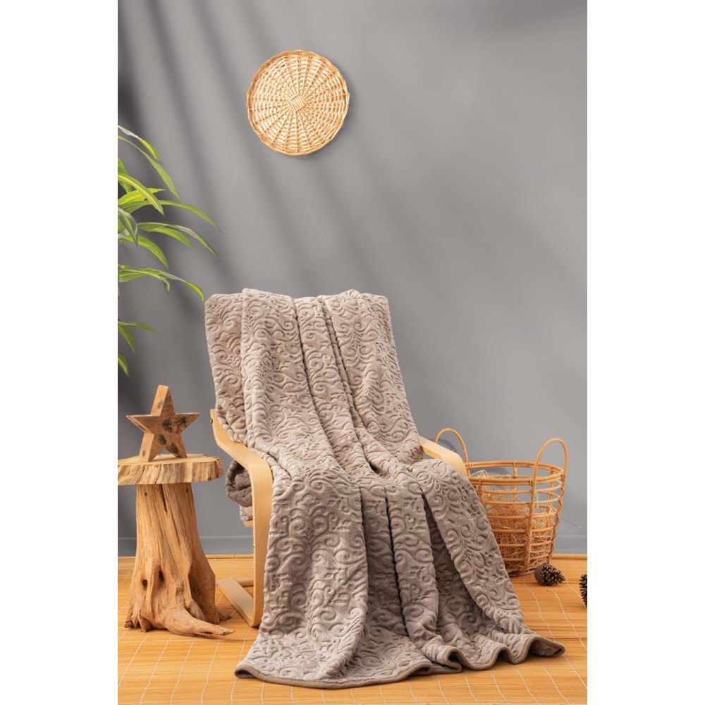 Cotton Box Emboss Çift Kişilik Battaniye 220*240 BEJ