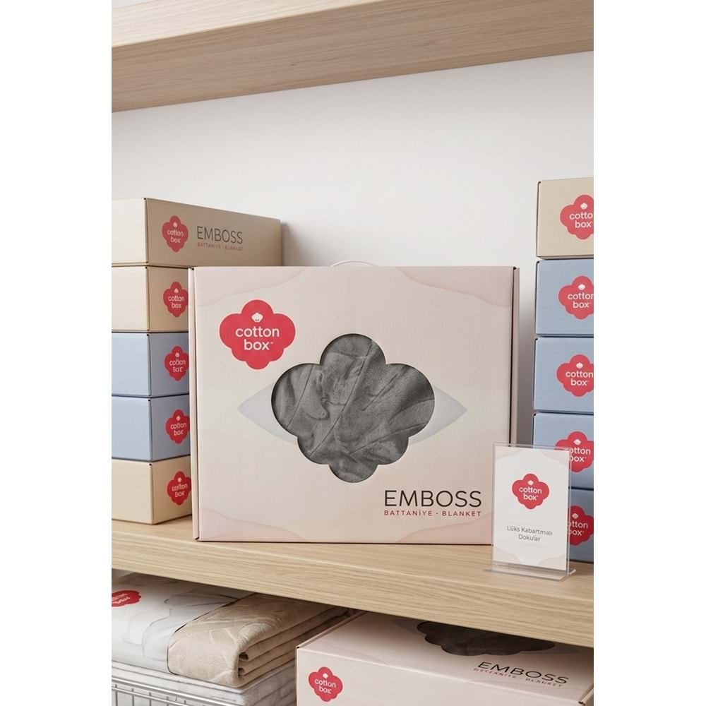 Cotton Box Embos -Antrasit- Çift Kişilik Kutulu Battaniye (220x240)