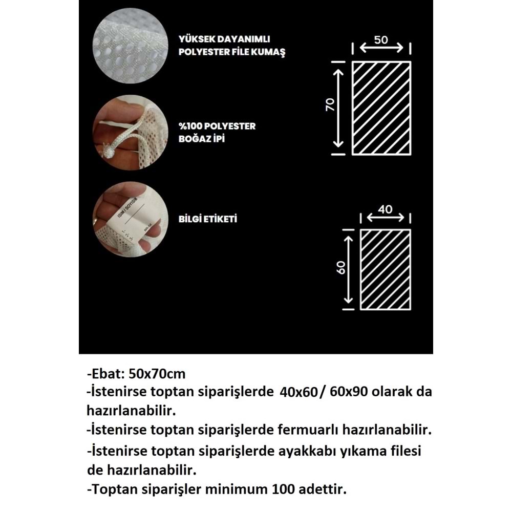3lü Standart Çamaşır Yıkama Filesi (50x70)