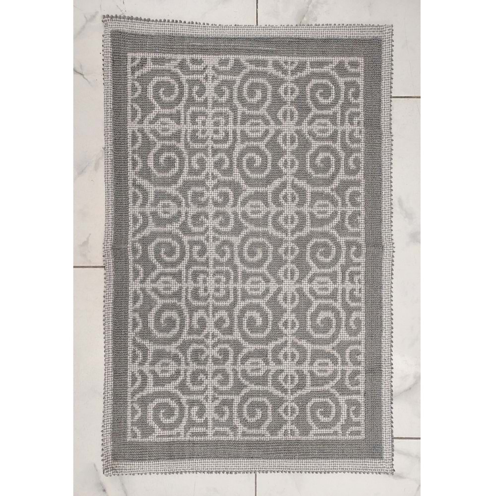 Pamuklu Bukle Lüks Kilim (50x80)-Spiral Gri