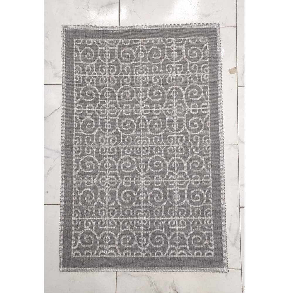 Pamuklu Bukle Lüks Kilim (80x125)-Spiral Gri