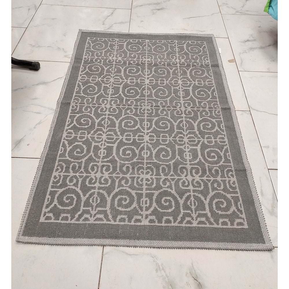 Pamuklu Bukle Lüks Kilim (80x125)-Spiral Gri
