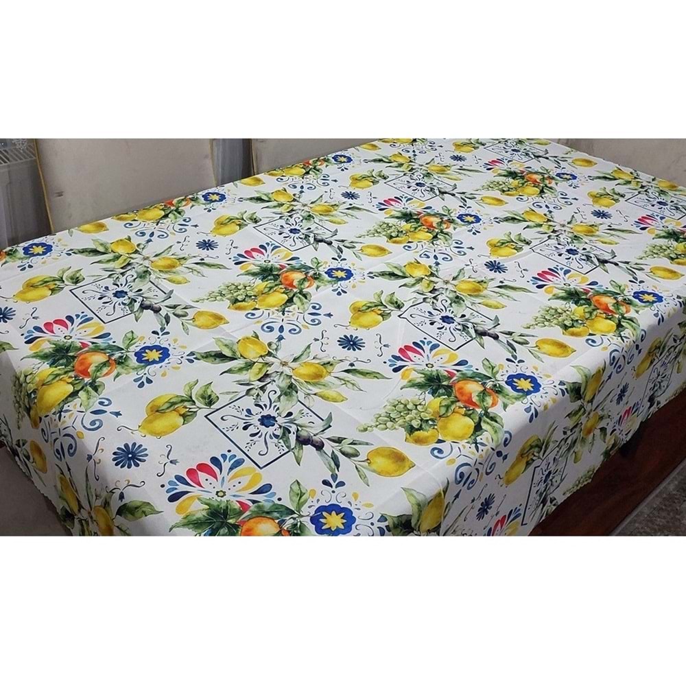 Limon Portakal Desenli 3D Dikdörtgen Masa Örtüsü (160x200)