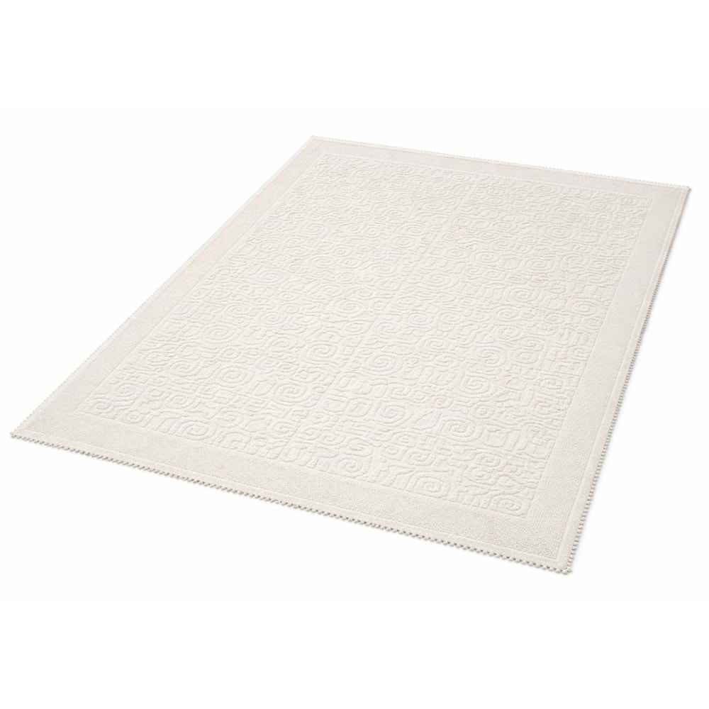 Pamuklu Bukle Lüks Kilim (140x200)-Spiral Krem