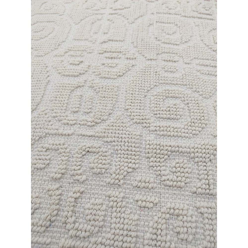 Pamuklu Bukle Lüks Kilim (140x200)-Spiral Krem
