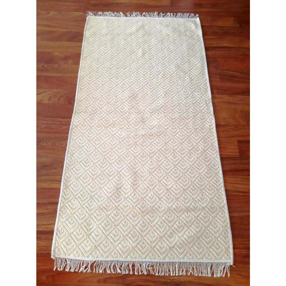 Pamuklu Cotton Kilim Çift Taraflı Yıkanabilir Dekoratif (80x150) - Sarı v2