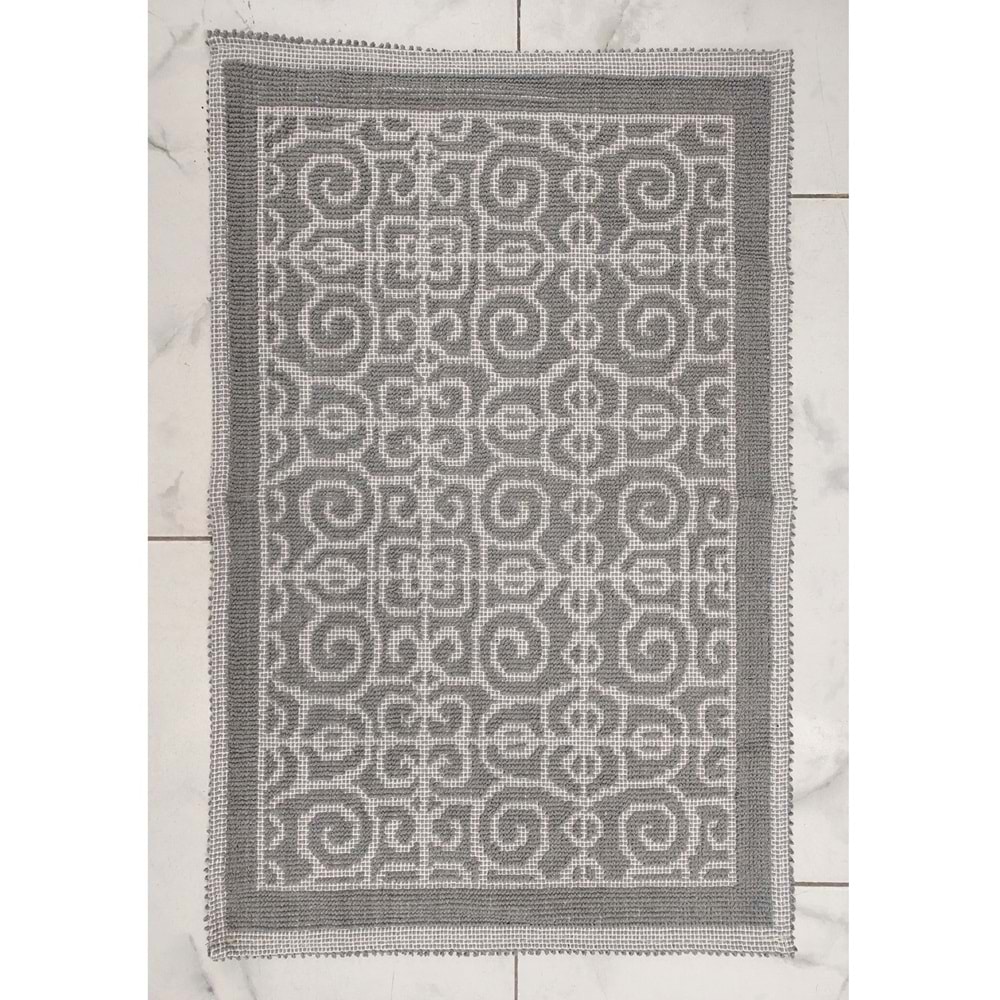 2 ADET Pamuklu Bukle Lüks Kilim (50x80)-Spiral Gri