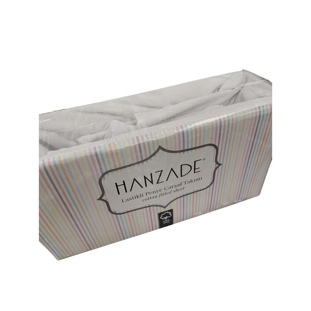 Hanzade %100 Pamuk Penye Lastikli Çift Kişilik Çarşaf Seti (160x200+30) - Beyaz