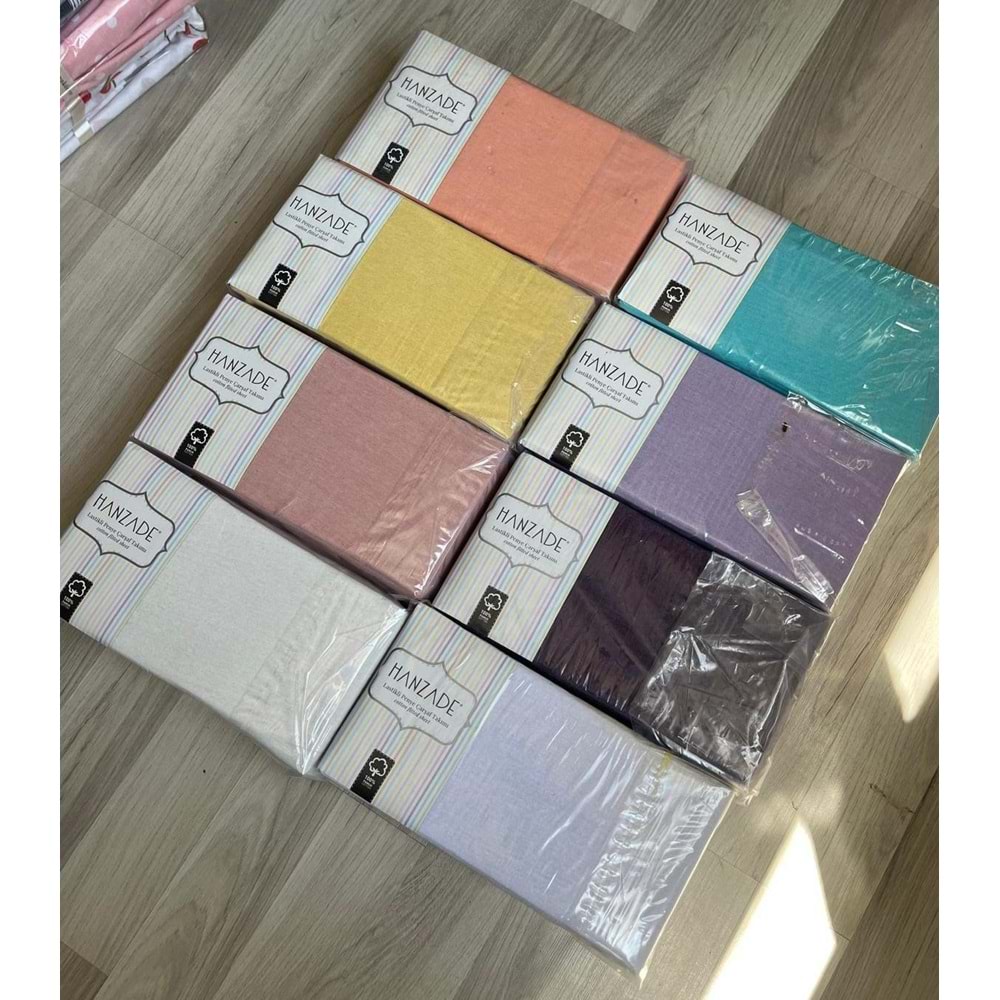 Hanzade %100 Pamuk Penye Lastikli Çift Kişilik Çarşaf Seti (160x200+30) - Lila