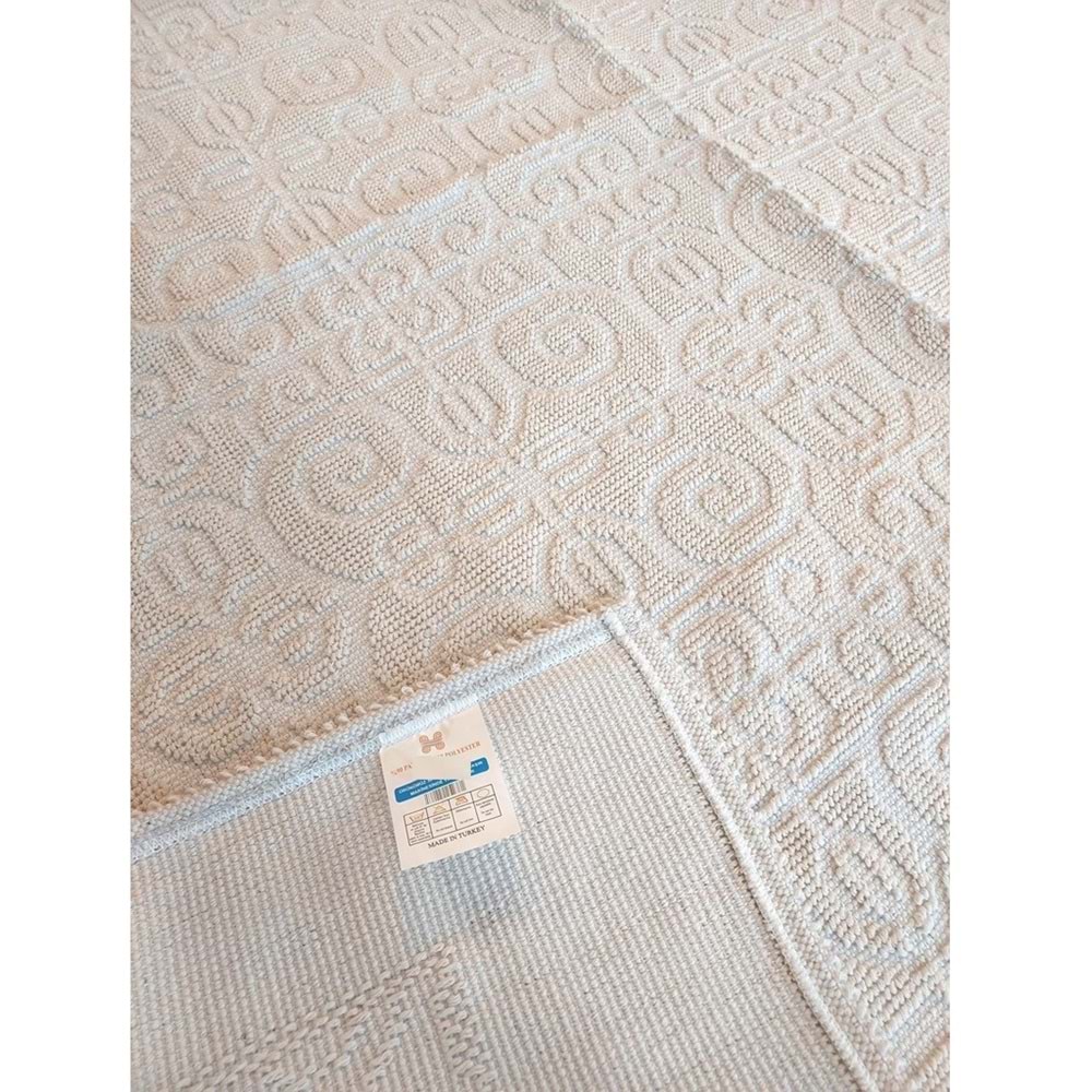 Pamuklu Bukle Lüks Kilim (40x60)-Spiral Krem