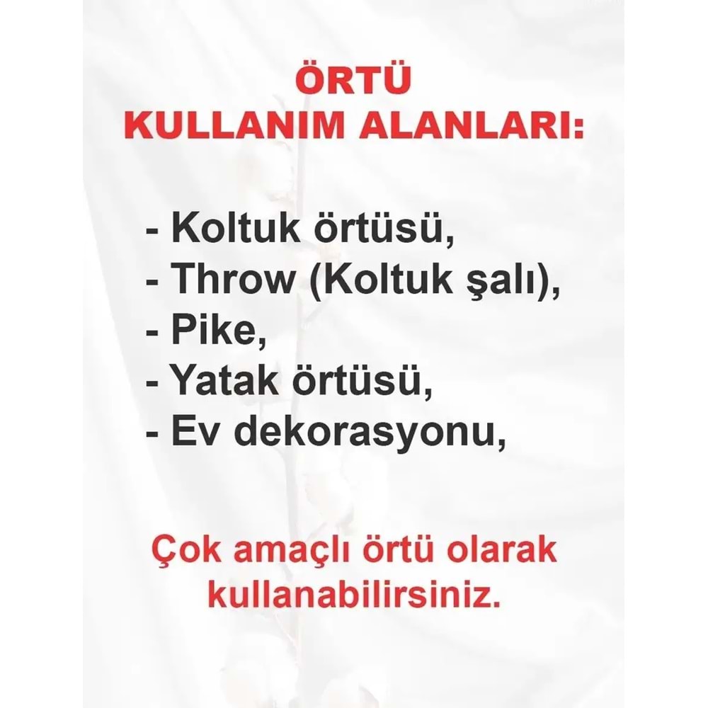 Alinda Pamuklu Kaymaz Terletmez Koltuk Örtüsü (170x230) - Naturel (Krem)