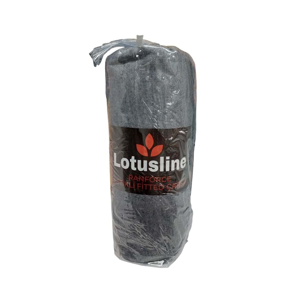 Lotusline Ranforce Fitted Lastikli Battal Çift Kişilik Çarşaf Seti (180x200+30)-Koyu Gri
