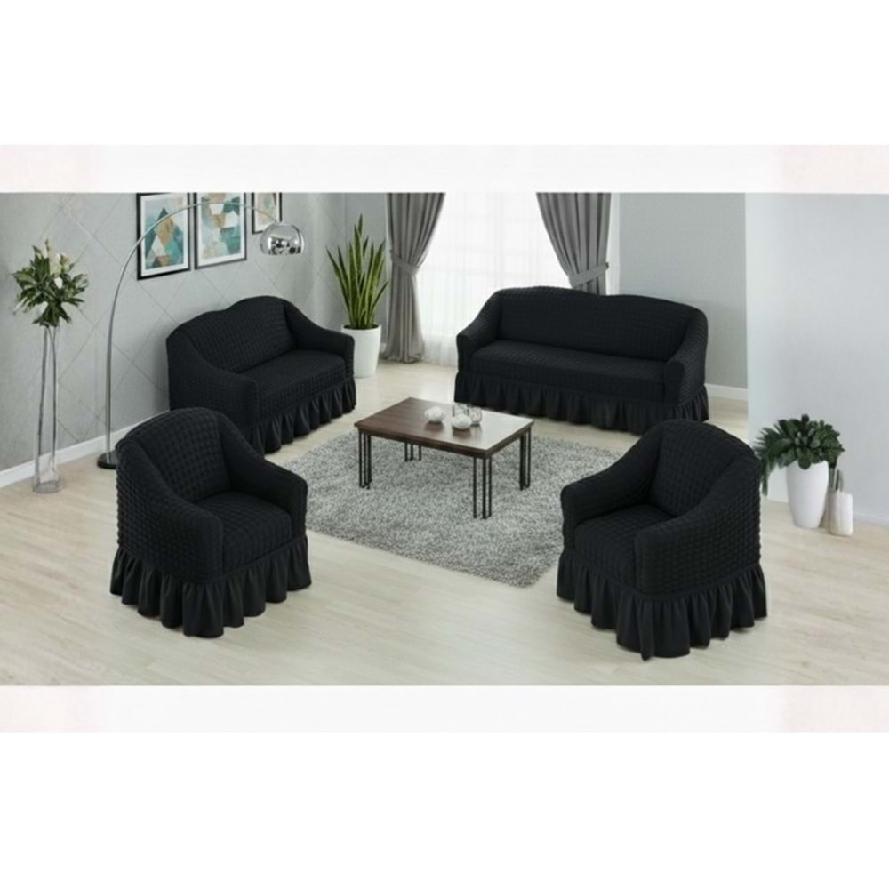 Altın Kelebek Bürümcük Koltuk Örtüsü Std Tk (3+2+1+1)-Siyah