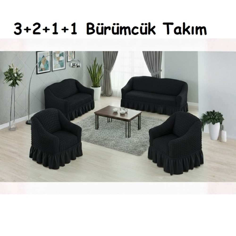 Altın Kelebek Bürümcük Koltuk Örtüsü Std Tk (3+2+1+1)-Siyah