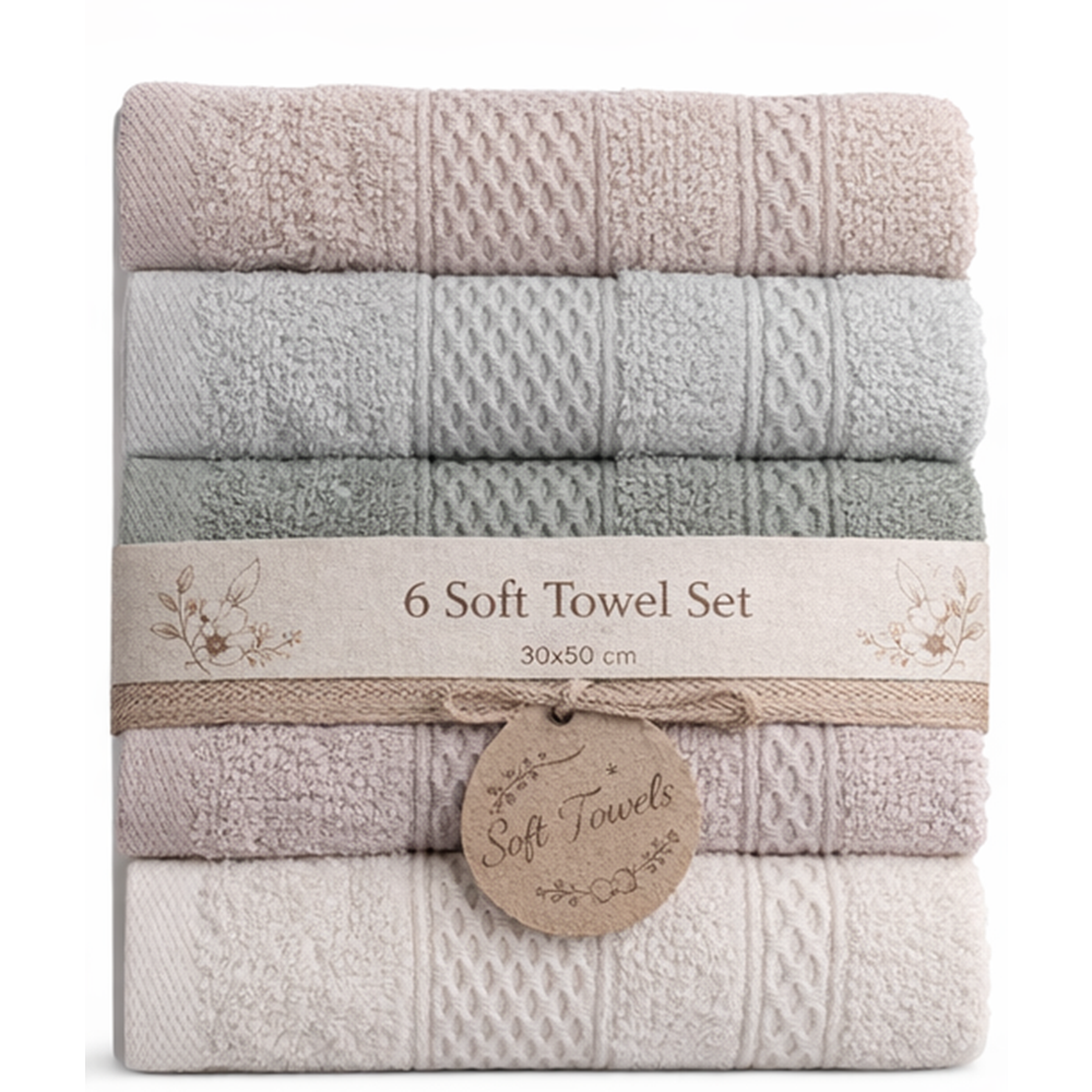 Polo Life 30x50 renkli 6 Lı Bambu Beloved Mutfak Havlusu (Kutulu)-Asorti