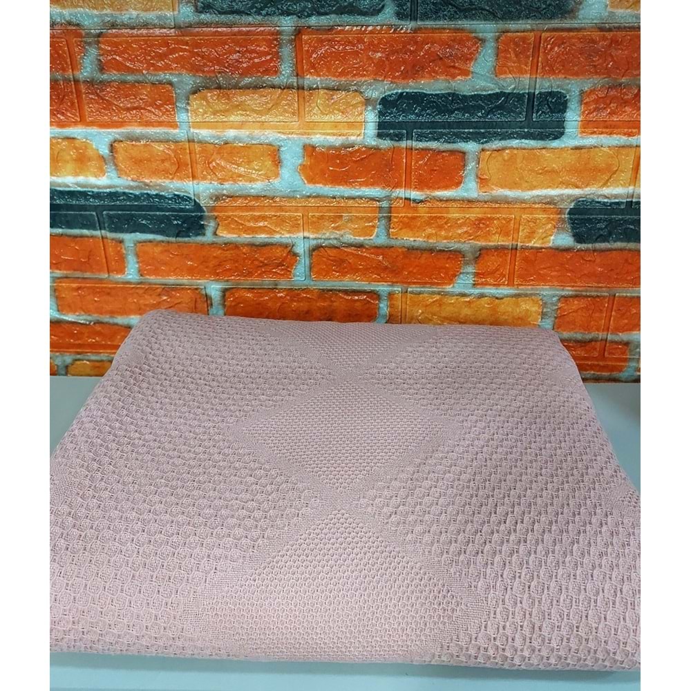 2 Adet Şaheser %100 Pamuk Çift Kişilik Pike 240x220 (Tek Pike)-Pudra
