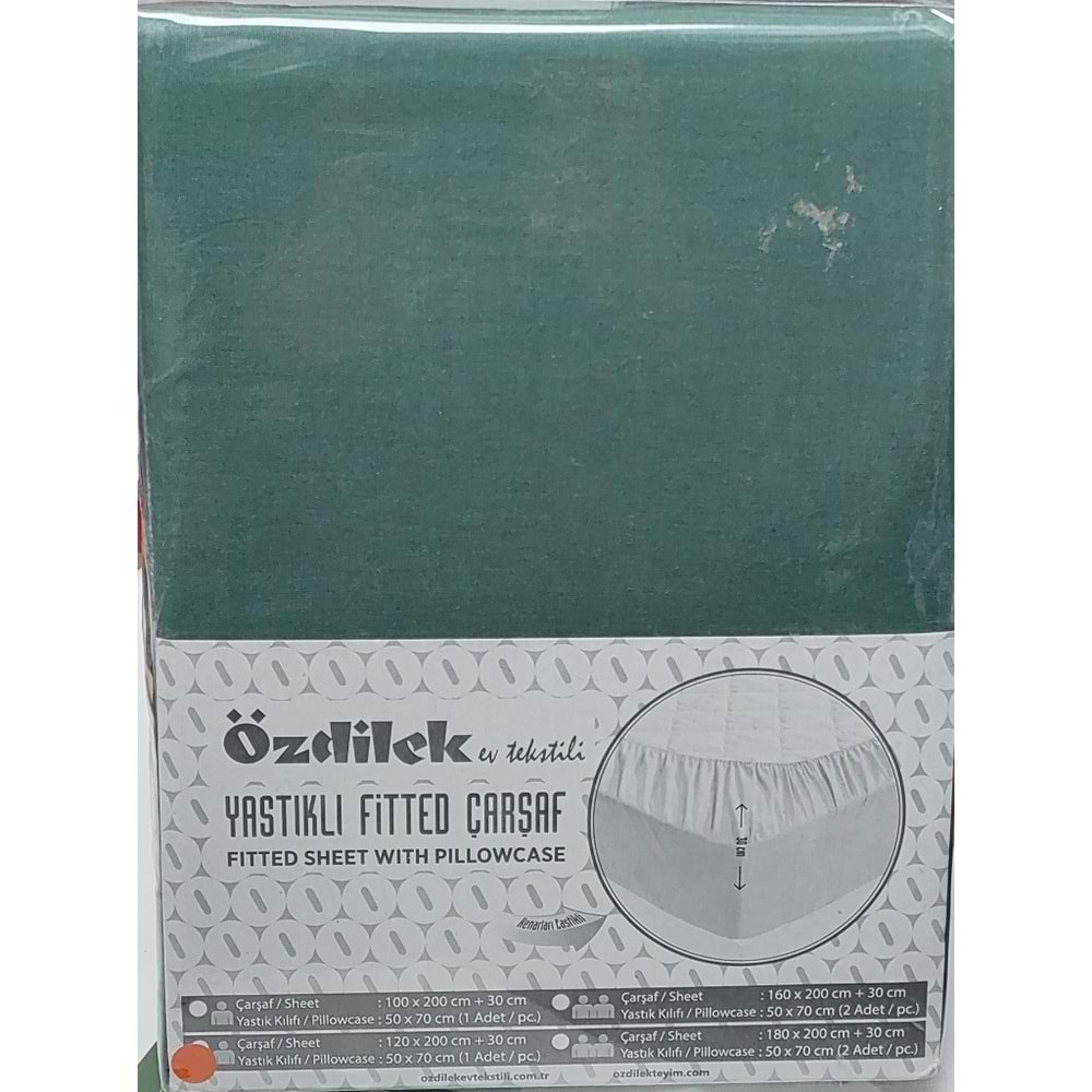 Özdilek Colourist Fitted Lastikli Tek Kişilik Battal Çarşaf Seti (120x200)-Zümrüt Yeşili