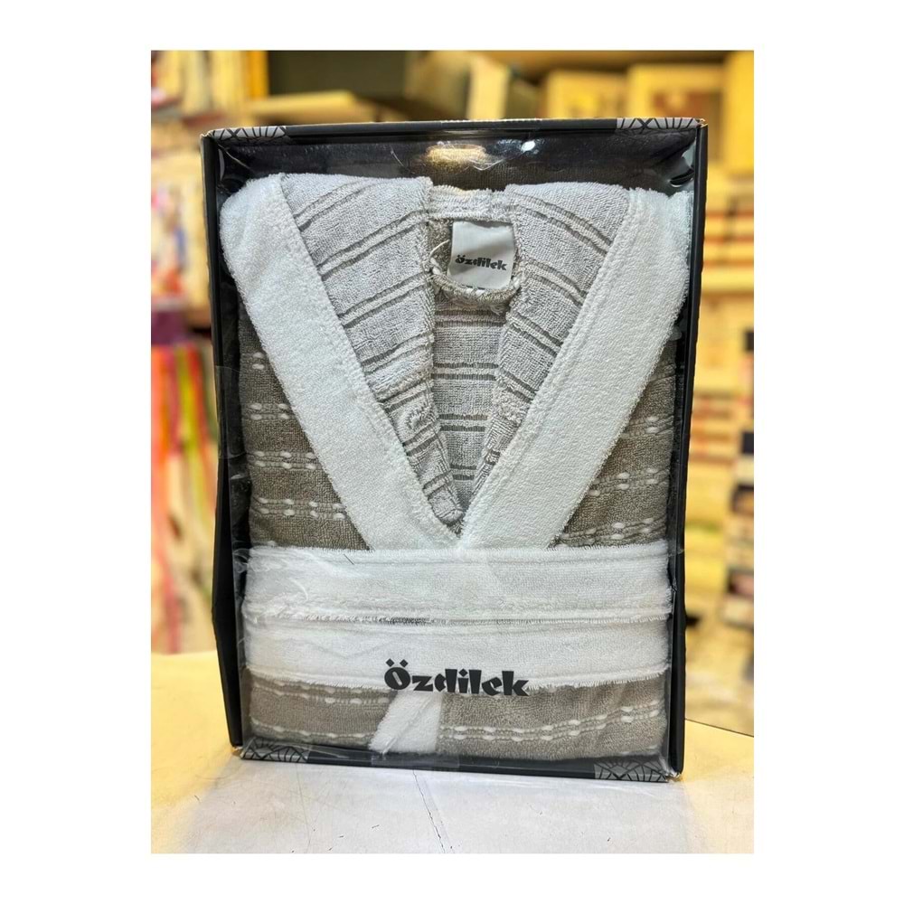 Özdilek Tek Bornoz Kapşonlu Şalyaka Knit Gri (S-M Beden)