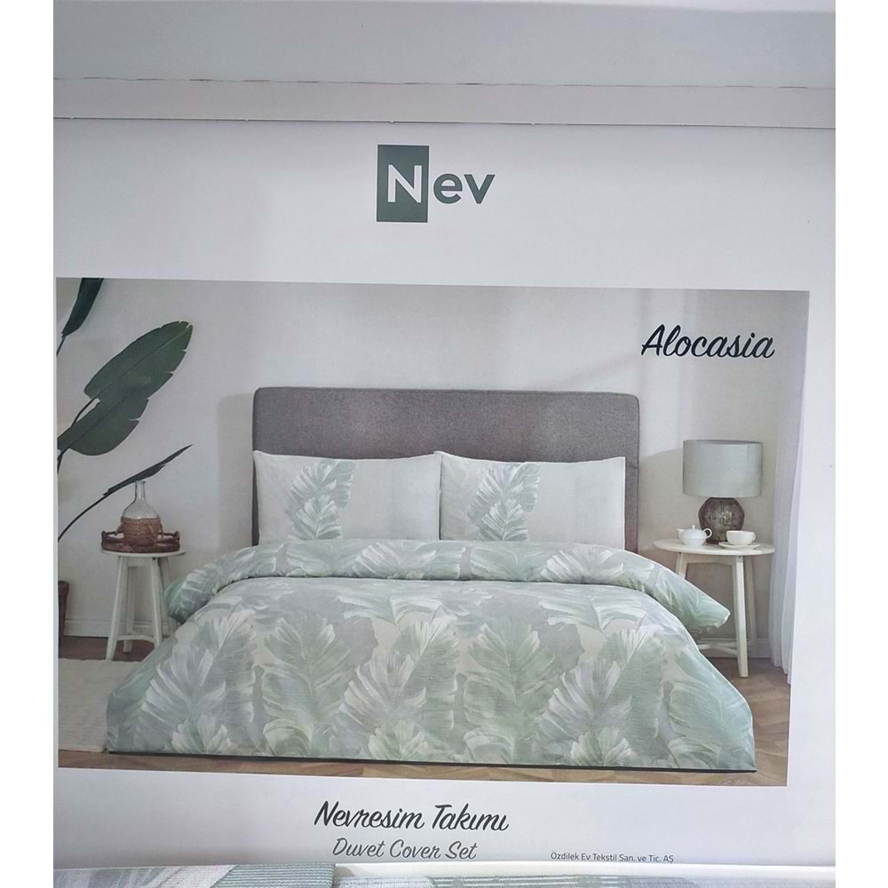 Özdilek Nev Serisi -Alocasia Yeşil- Tek Kişilik Nevresim Takımı