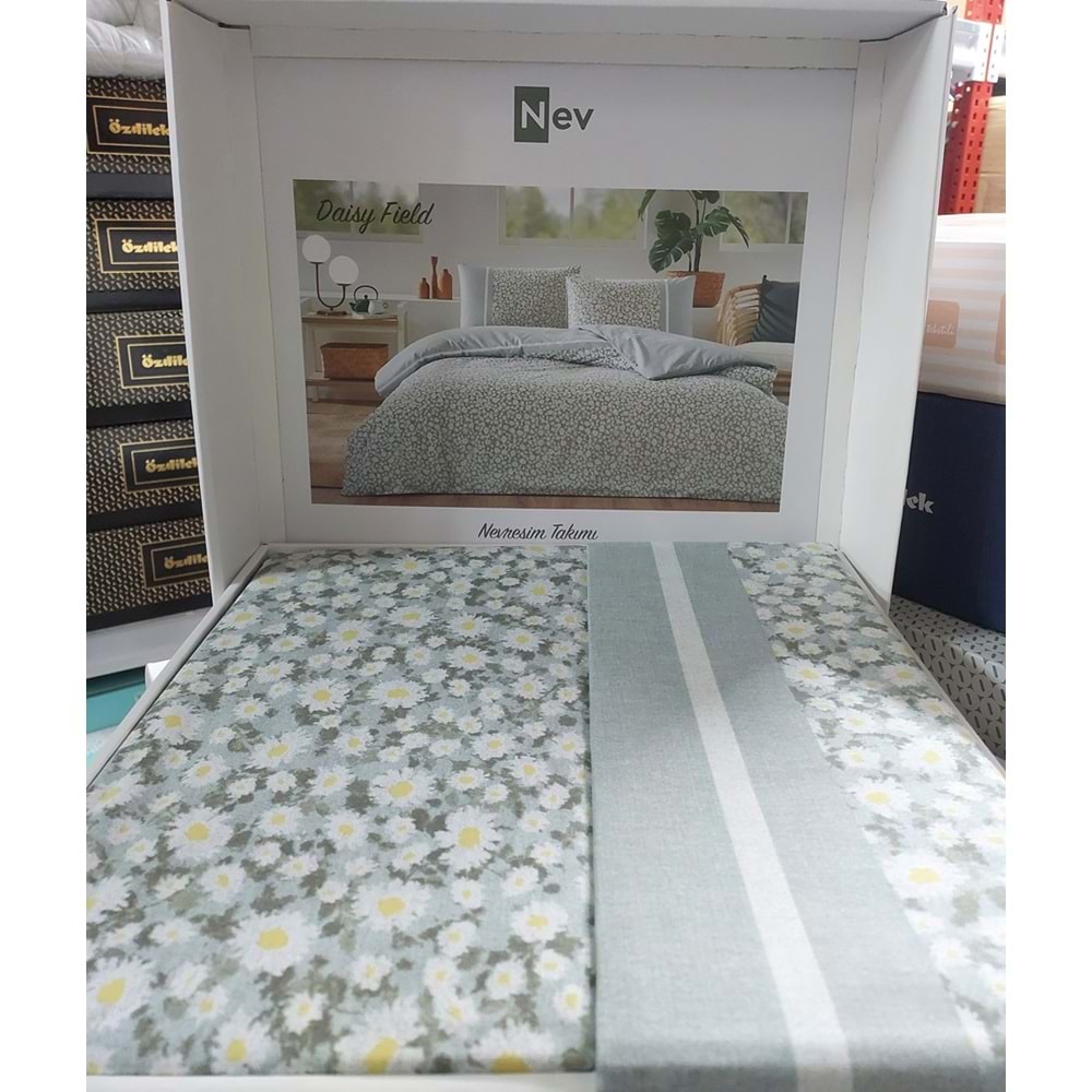 Özdilek Nev Serisi -Mint Daisy Field- Tek Kişilik Nevresim Takımı